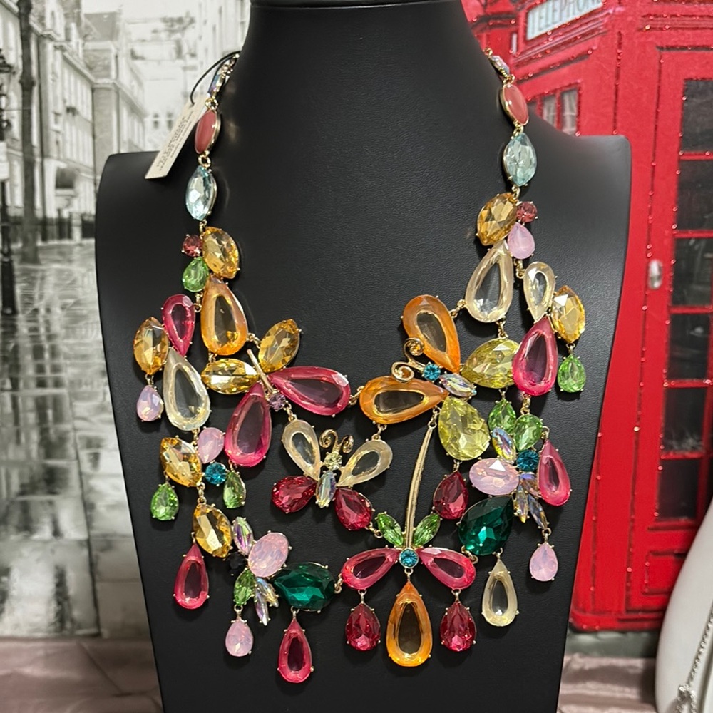 Piper-K Butterflies Glass Necklace New with tags